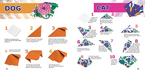 Origami to Color Kit: Includes 100 Origami Sheets, 5 Gel Pens, and 12 Page Instruction Book WoodArtSupply