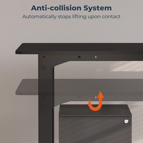 FitStand 4 Legs Standing Desk, Large 79x31 Inches Electric Adjustable Height Desk with Splice Board, Stand Up Desks Home Office Computer Workstation, Black FitStand