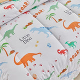 Joyreap Cotton Comforter Set Twin, Colorful Dinosaurs Orange n White Design, 3pcs Kids Bedding Set for All Season- 68x88 inches Joyreap