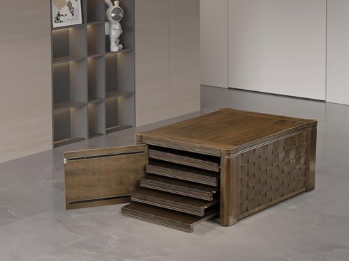 East West Furniture Xtenczar Expandable Coffee Table in Walnut Finish East West Furniture