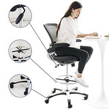 Modway Edge Drafting Chair - Reception Desk Chair - Flip-Up Arm Drafting Chair in Black Modway