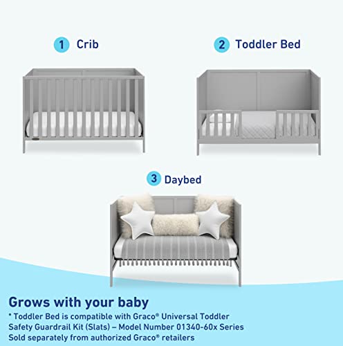 Graco Theo 3-in-1 Convertible Crib (Pebble Gray) - GREENGUARD Gold Certified, Converts to Toddler Bed & Daybed, Fits Standard Full-Size Crib Mattress, 4 Adjustable Mattress Heights Graco