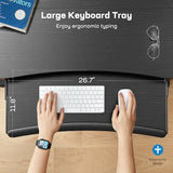 HUANUO 48" x 26" Electric Standing Desk with 2 Drawers & 26.7" Large Keyboard Tray, C-Clamp Mount Compatible, Adjustable Computer Desk for Home Office, Stand Up Desk with 4 Height Presets, Black HUANUO