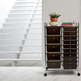 Seville Classics 15-Drawer Multipurpose Mobile Rolling Utility Storage Organizer Cart, Translucent Black Seville Classics