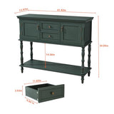 ARTPOWER Console Table with 2 Drawers, Retro Entryway Table with 2 Door Cabinets and Open Storage Shelf, Narrow Long Behind Couch Sofa Table for Living Room, Foyer, Hallway, Green ARTPOWER