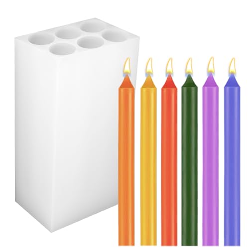 6-Cavity Long Cylinder Mold for Candle Making, 5.5Inch Cylinder Silicone Candle Mold Long Pillar Silicone Mold for Wax Candle Making