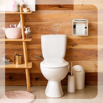 Mifoci 2 Pcs Farmhouse Toilet Paper Holder with Shelf Rustic Wooden Wall Mounted Tissue Roll Holder with Phone Storage Shelf Paper Dispenser Holder for Bathroom