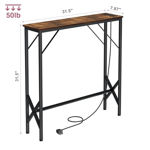 NEFROM 31.5‘’ Console Table, Skinny Entryway Table with Fast-Charging Station, Narrow Long Sofa Table, Behind Slim Couch Table for Entrance, Hallway, Living Room Decor ST-BR80-1 NEFROM