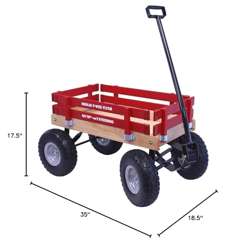Berlin Big-Foot Kid's Wagon by AmishToyBox.com - Perfect Wagon for Children and Toddlers - Amish Made in Ohio, USA - 10" No-Flat Tires (Red) AmishToyBox.com