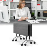 JEHUJD Conference Table,2 Pack Folding Conference Room Tables with Wheels,Mobile Training Modular Flip Top Nesting Table, Rolling Meeting Stackable Tables for Office Seminar Room(47.2'',Grey) JEHUJD