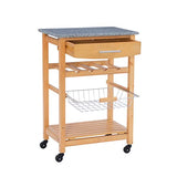 Linon Kitchen Island Granite Top, 33.88" x 22.8" x 15.63", Natural Linon