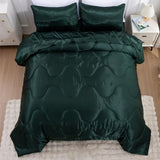 A Nice Night Satin Silky Soft Quilt Sexy Luxury Super Soft Microfiber Bedding Comforter Set Full/Queen, Light Weighted (Blackish Green, Queen) A Nice Night