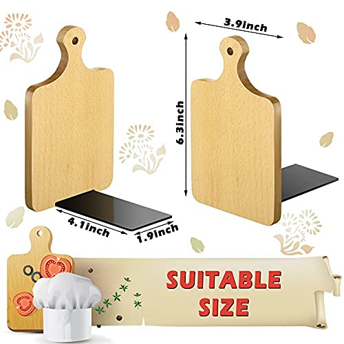 Jetec Wood Bookends, Kitchen Cookbook Bookends Quality Cutting Board Decorative Wooden Book Ends for Office Files Magazine Kitchen Books