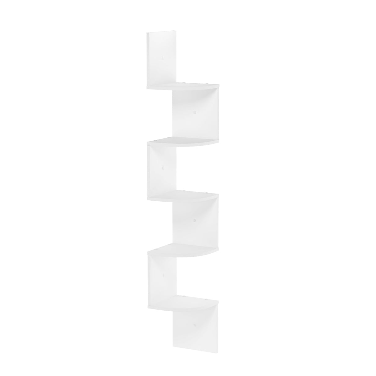 Furinno Rossi 5-Tier Wall Mount Floating Radial Corner Shelf, White Furinno