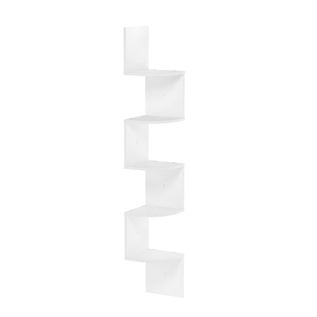 Furinno Rossi 5-Tier Wall Mount Floating Radial Corner Shelf, White Furinno