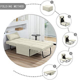 BIGSYY Sofa Bed, Set of 4 in 1 Multi-Function Folding Ottoman Breathable Linen Couch Bed with Adjustable Backrest Modern Convertible Chair for Living Room Apartment Office, White BIGSYY