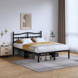 SHOANED 14 Inch Metal Bed Frame - Queen Size Heavy Duty Bedframe with Headboard Black Basic Steel Slats Platform No Box Spring Needed/Easy Assembly/Noise Free SHOANED