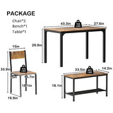 soges 4 Pieces Dining Table Set, 43.3 inch Kitchen Table Set for 4, Dining Set with 2 Chairs and Bench with Storage Rack, Nesting Furniture Set for Dining Room, Kitchen, Restaurant, Rustic Brown soges