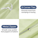Duvet Cover Twin/Twin XL Size - Extra Soft Twin/Twin XL Size Duvet Cover - Lightweight, Breathable & Cozy w/ Zipper Closures and Ties - 68" x 90" Inches - (Light Sage Green) Comforter Not Included CGK Unlimited