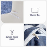 Lekesky Duvet Cover Full, 3 Pieces Blue Striped Duvet Cover Set Soft Bedding Aztec Comforter Cover Full Size with Hidden Zipper Corner Ties Lekesky
