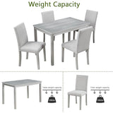 KEIKI 5-Piece Standard Height Dining Table Set with Rectangular Table and 4 Upholstered Chair, for 4 Person, Crystal Decoration Wooden Table Set, Easy Assembly, for Kitchen, Dining Room, Silver Grey KEIKI