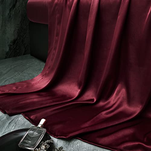Manyshofu 7Pcs Burgundy Satin Sheets California King Silky Satin Bed Sheets Set, Luxurious & Soft Bedding Set - 1 Fitted Sheet, 1 Flat Sheet, 4 Pillowcases + 1 Body Pillow case Manyshofu
