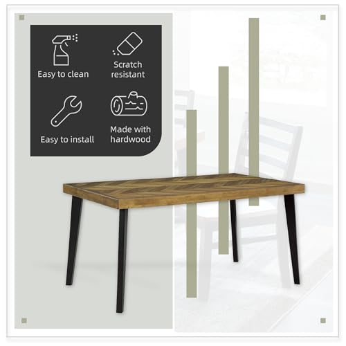 Signature Design by Ashley Blondon Rectangular Dining Room Table Set with 6 Chairs, Chevron Pattern, Tapered Legs, Seats 6, Wood, 60" Long, Brown & Black Signature Design by Ashley