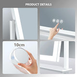 Gvnkvn Lighted Makeup Mirror, 17.3"x13" Hollywood Vanity Mirror with Led Lights, Three Color Lighting Modes, and 10X Magnification Mirror, Smart Touch Control, 360°Rotation (White, Gift Box) Gvnkvn