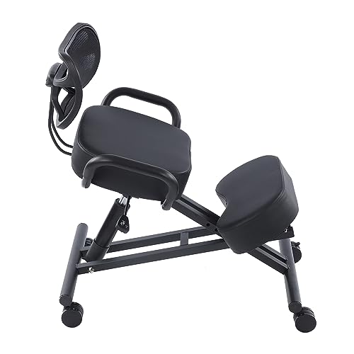 Ejoyous Kneeling Chair, Pneumatic Posture Correcting Knee Stool with Cushion Height Adjustable Rolling Orthopaedic Desk Stool for Banking Meeting Room Office Home Reception Ejoyous