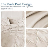 JOLLYVOGUE Full Size Comforter Sets 7 Pieces - Bed in a Bag Full for All Season, Pintuck Bedding Comforter Sets with Comforter, Flat Sheet, Fitted Sheet and Pillowcases & Shams, Beige JOLLYVOGUE