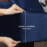 Lirex Satin Fitted Sheet Twin XL Size,Luxury & Ultra Soft Deep Pocket Single Bottom Bed Sheets Sold Separately, Navy Blue Lirex