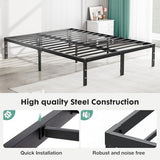 Sweetcrispy Bed Frame King - Heavy Duty No Box Spring Needed Metal Platform Bedroom Frames with Storage Space, 14 Inches High, Sturdy Steel Slat Support, Black Sweetcrispy