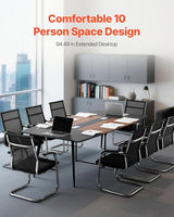 VEVOR Conference Table, 8 ft Boat Shaped Office Meeting Table for 10 Person, Modern Large Boat Meeting Desk with Metal Legs, Ideal for Office, Boardroom, Conference Room, Easy Assembly, Black & Brown VEVOR