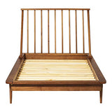 Mid Century Modern Solid Wood Twin Bed Frame with Spindle Headboard in Caramel Walker Edison
