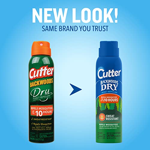 Cutter Backwoods Dry Insect Repellent, Mosquito Repellent, 25% DEET, Sweat Resistent, 4 Ounce (Aerosol Spray) Cutter