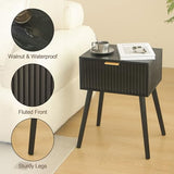 AWASEN Black Nightstand, Small End Tables Living Room, Accent Bedside Table with Fluted Drawer for Bedroom and Small Space, Black AWASEN