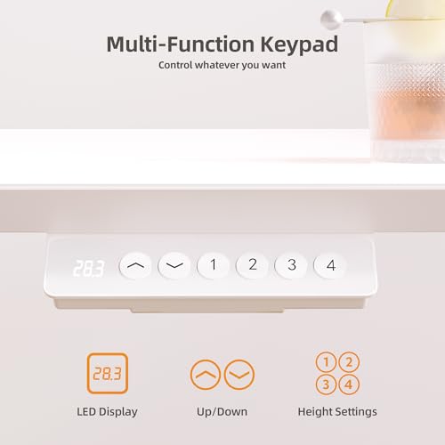 Claiks Glass Standing Desk with Drawers, 40×24 Inch Adjustable Stand Up Desk Quick Install Home Office Computer Desk, White Claiks