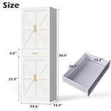 GTFURNI 71" Tall Kitchen Pantry Storage Cabinet with 4 Doors & Drawer, Adjustable Shelves, Farmhouse Cupboard, Freestanding Cabinet with Door Shelves for Dining Room/Living Space, White GTFURNI