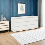 Tvilum 6 Drawer Double Dresser, Bedroom Furniture, Handle-free Drawers, Contemporary, White Tvilum