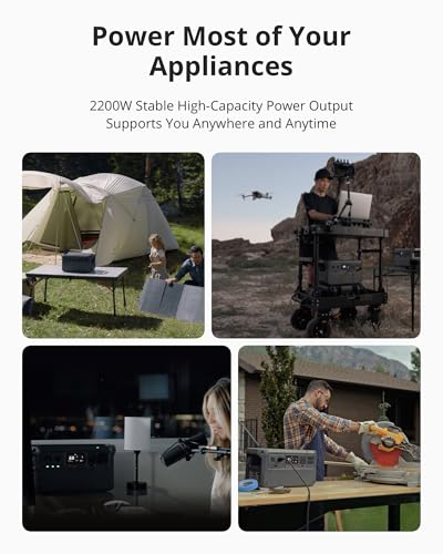 DJI Power 1000 Portable Power Station, 1024Wh LiFePO4 Battery, 2200W Solar Generator, Home Backup, 4-in-1 Fast Charging, 23db Ultra-Silent, Camping & RVs, Off-grid, Power Outage (Solar Panel Optional) DJI