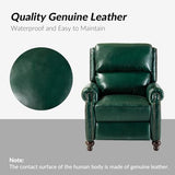 HULALA HOME Genuine Leather Wingback Recliner Chair with Thick Cushioned Seat, Traditional Push Back Leather Recliner with Nailhead Trim, Green