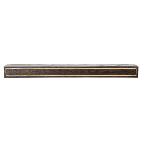 Modern Ember Oak Park 60 Inch Coffee Bean Fireplace Wooden Mantel Shelf with Gold Bronze Metal Trim, Oak Wood, Handcrafted Contemporary Mantel, 60" x 9" x 5" Modern Ember