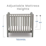 Delta Children Emery Mini Convertible Baby Crib with 2.75-inch Mattress, Grey Delta Children