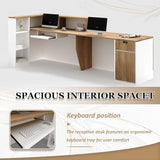 YTElantivo L-Shaped Reception Desk with Counter, 1-Inch Thick Board, Lockable Drawers & Keyboard Tray, Heavy-Duty Front Desk for Office, Salon, Hotel & Clinic YTElantivo