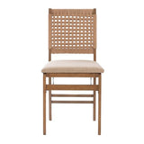 Linon Bennett Natural Folding Chair with Woven Rope Back and Linen Upholstered Seat Set of 2 Linon