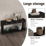 kinbor Long Sofa Table - Black 60 Inch Console Tables for Living Room, Hallway Table with 4 Drawers, Modern Wood Entryway Table with Storge Shelf kinbor