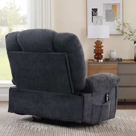 HOMYEDAMIC Oversized Power Recliner Chair 350lb with Hidable Cup Holders, Extra Wide Large Big Electric Recliner Chair with Lumbar Support Pillow Nursery Chair Living Room (Power, Grey) HOMYEDAMIC