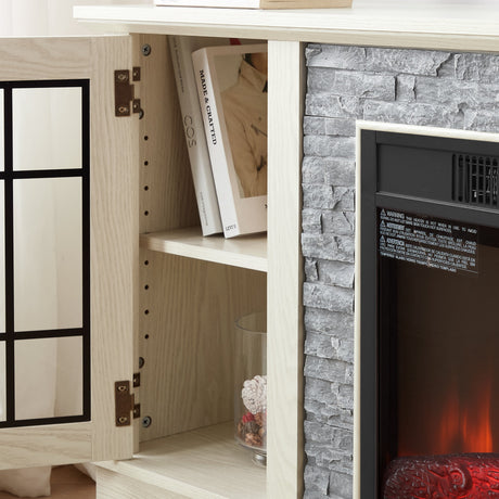 58" Modern TV Stand with Electric Fireplace and Storage HouseOfZazla
