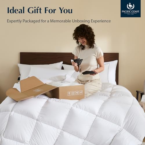 Pacific Coast Premium Goose Down Fiber Comforter Twin Size, 420TC 100% Australian Cotton Shell, All-Season Comforter with Hidden Baffle Box & Double-Stitched Piping (68"x90") Pacific Coast