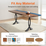 Flowyline 28" H 207 Curva Handcrafted Black Metal Table Legs and Bases for Console Tables | Steel Desk Legs | Rust-Resistant, Adjustable Furniture Legs | DIY Mid-Century Modern | Indoor/Outdoor Flowyline